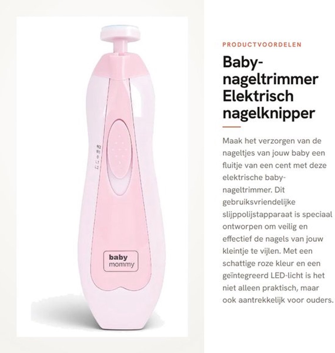 Baby-nageltrimmer - Elektrisch nagelknipper - Veilig en gebruiksvriendelijk - Roze - Baby-nagelvijlset - Geschikt voor baby's - Compact f...