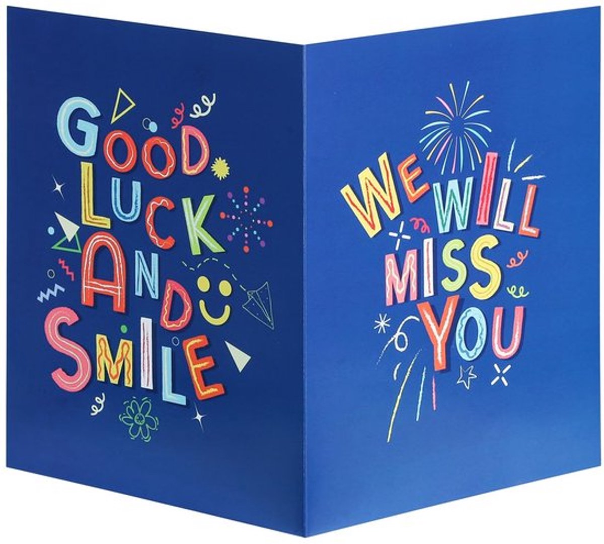 Afscheidswenskaart 28x44cm - Blauw - Karton - Inclusief Envelop - Vertrekkaart - Afscheidscadeau voor Collega