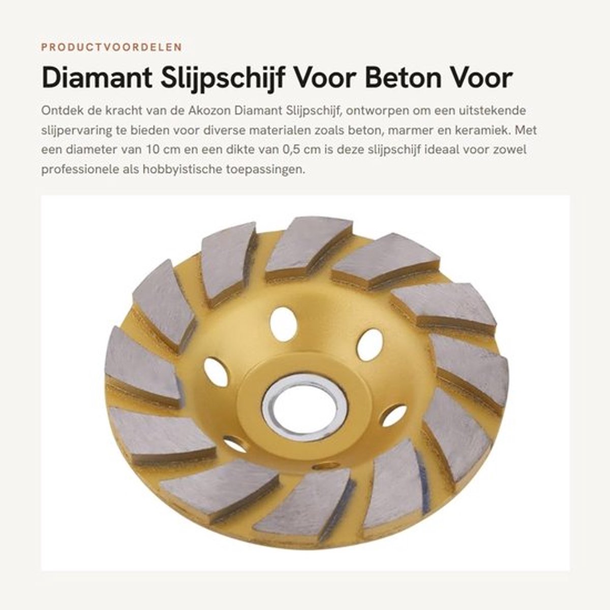 Slijpschijf 10 cm - Diamant slijpschijf - Slijpschijf voor beton - Slijpschijf voor marmer - Slijpschijf voor keramiek - Schokbestendig en duurzaam - Slijpwiel