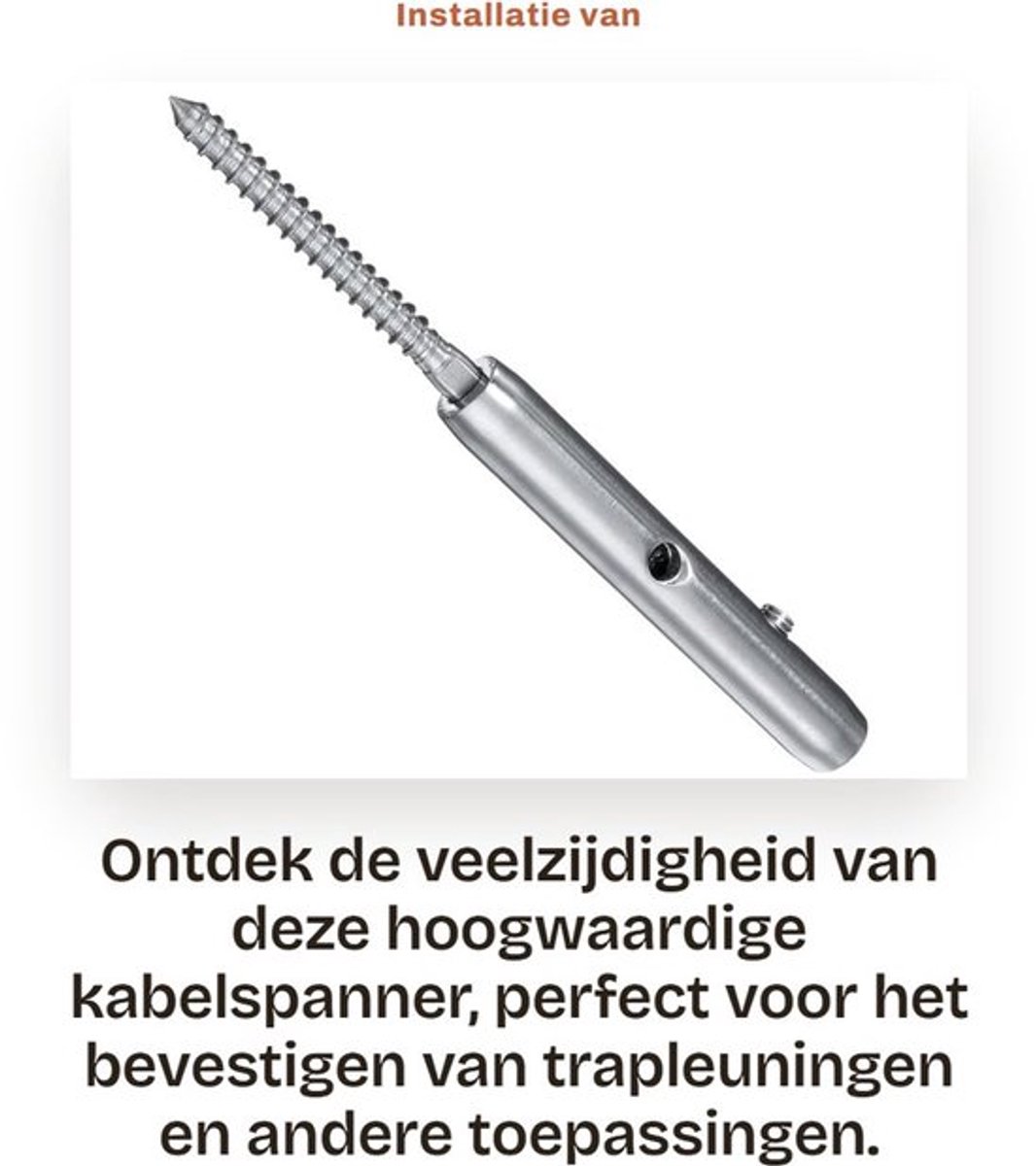Kabelspanner Roestvrij Staal T316 - 4 mm Draadgrootte - 13,5 cm Lengte - Anticorrosie - Geschikt voor Binnen/Buiten - M6 Draad - Kabelsysteem