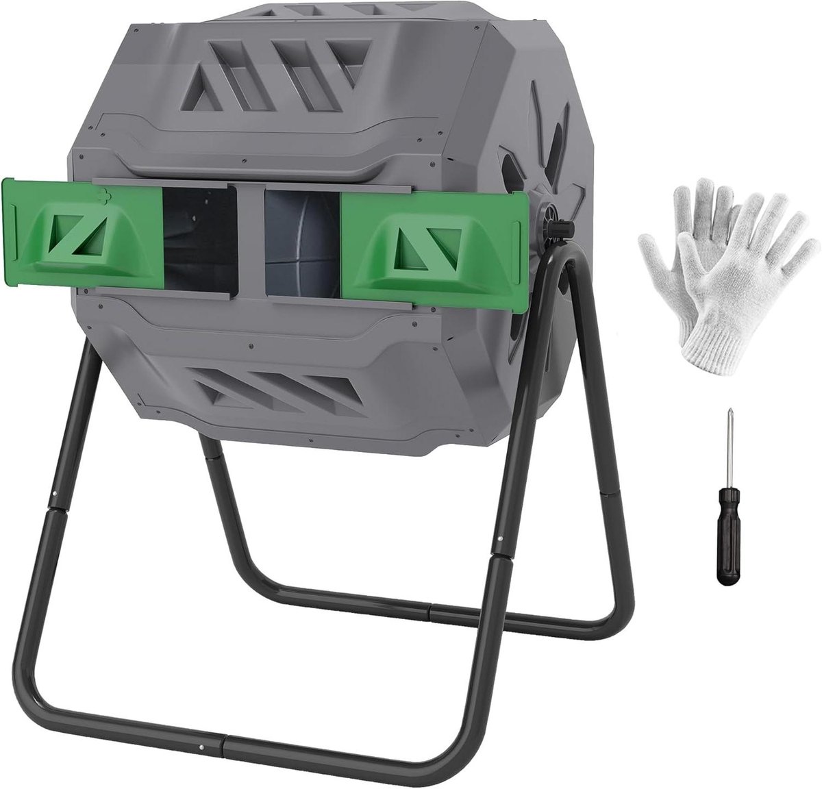 Tuincompostbak - Compostvat afvalbak - Afval verwerken - 360 graden draaibaar - 160 liter - Grijs