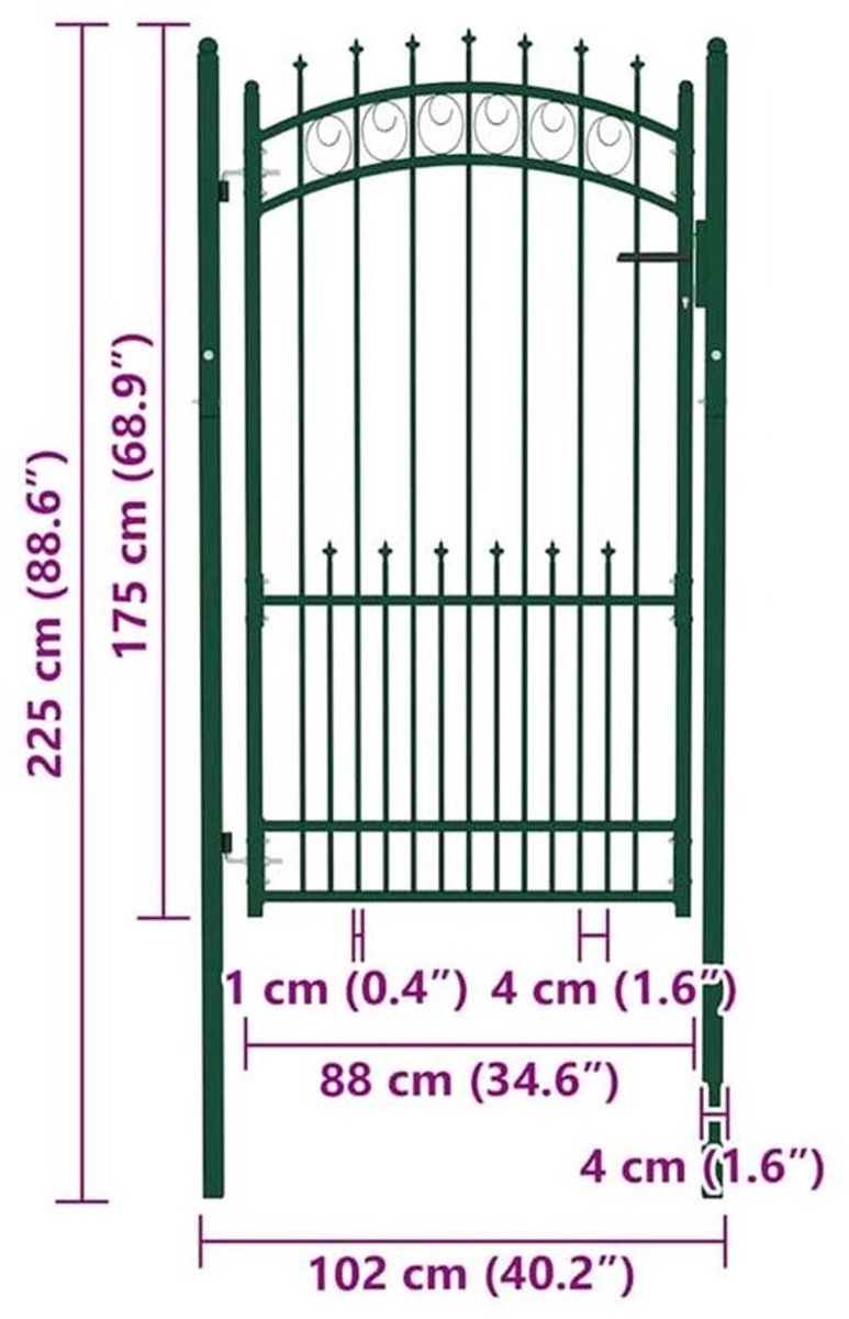 Groene Tuinpoort – Tuinpoort Met Spijlen – Tuinhek – Tuindeur – Buitenpoort – Gepoedercoat