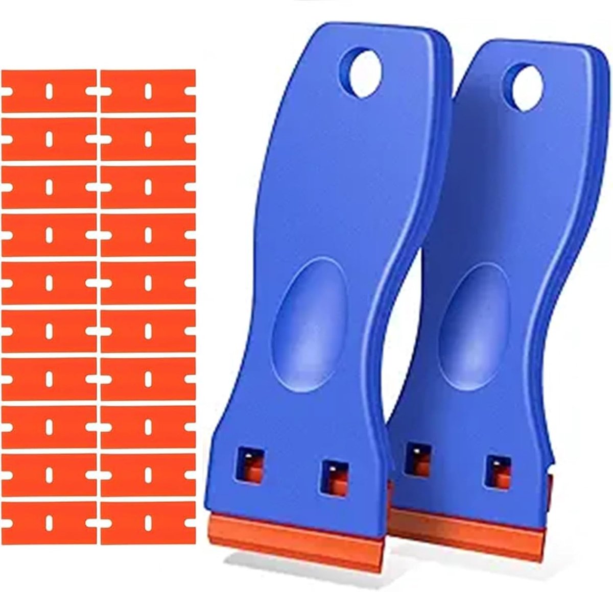Set van 2 Plastic Schrapers met 20 Vervangbladen voor het Verwijderen van Lijmresten en Kleefstoffen, Blauw