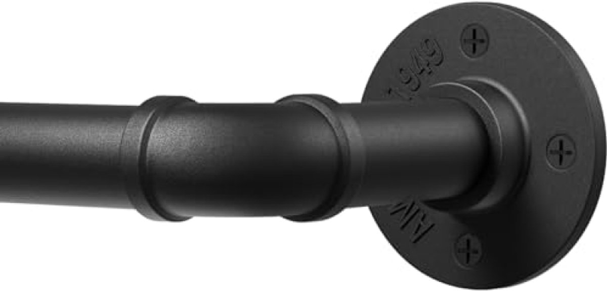 Huis Geluk Industriele gordijnroede zwart 80-367 cm uittrekbaar plafondmontage 25 mm diameter voor terras glazen schuifdeur woonkamer