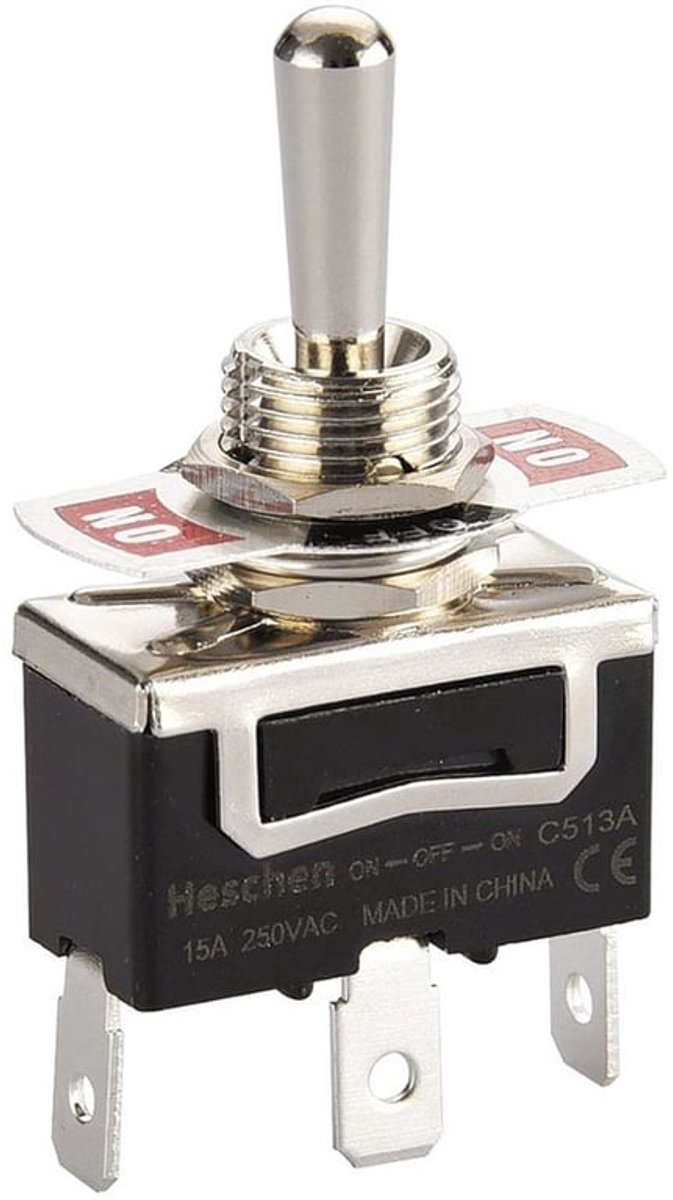 Metalen toggleschakelaar - 3 Posities - 15A - 250VAC - Duurzaam en Betrouwbaar - Ideaal voor Elektrische Toepassingen - Comp...