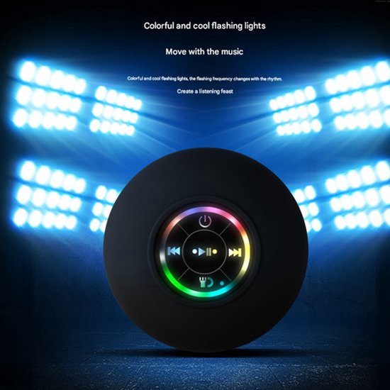 Grote zuignap waterdichte Bluetooth-luidspreker met LED-licht, waterdichte badkamer Bluetooth-luidspreker, draagbare Bluetooth-luidspreker van Merkloos — afbeelding 2