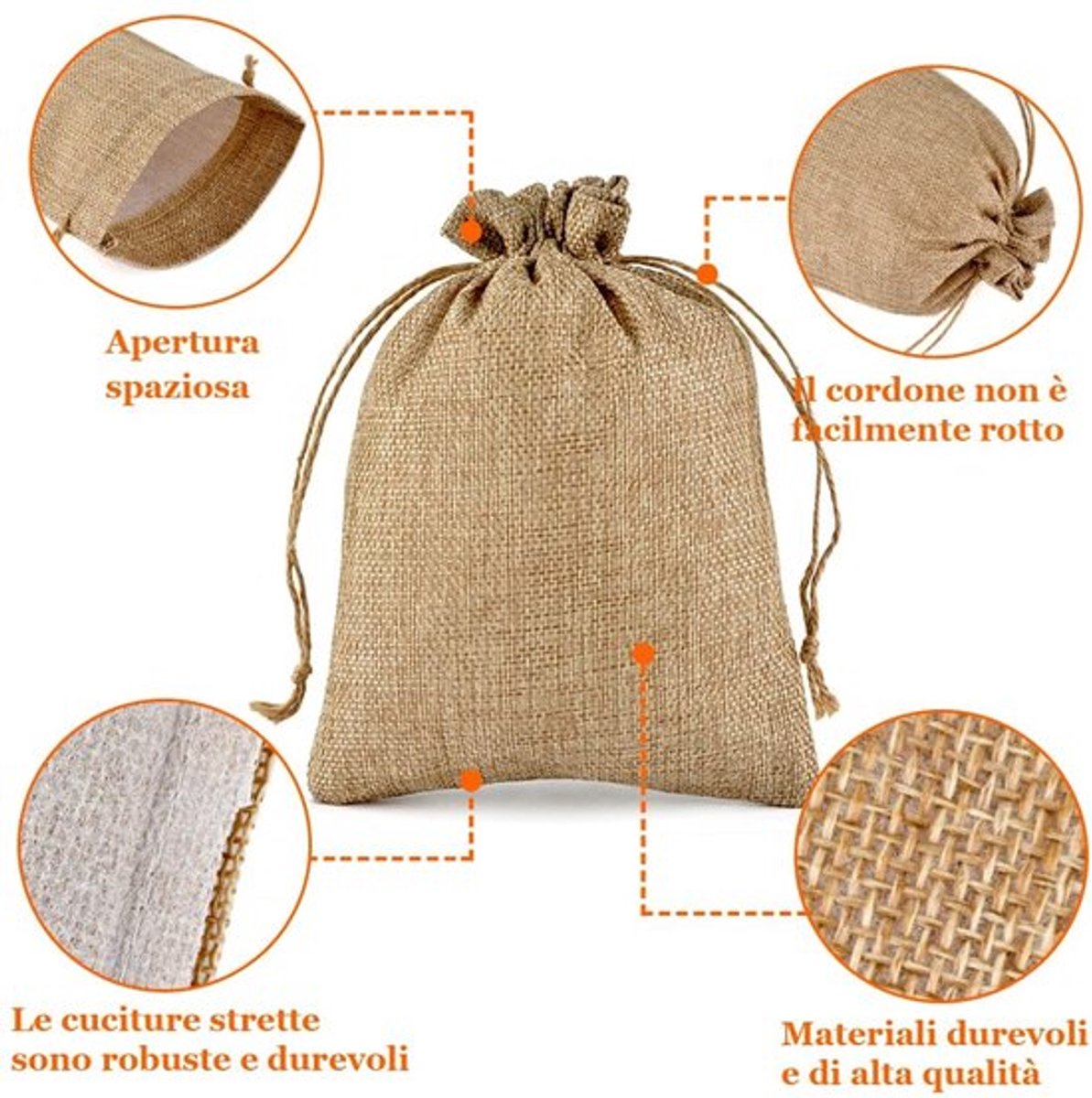 Geschenkzakje Linnen 17x23cm - Jute Zakje - Sieraden/Accessoires - Multifunctioneel - 20 Stuks - Koord Sluiting - Sieradenzakje