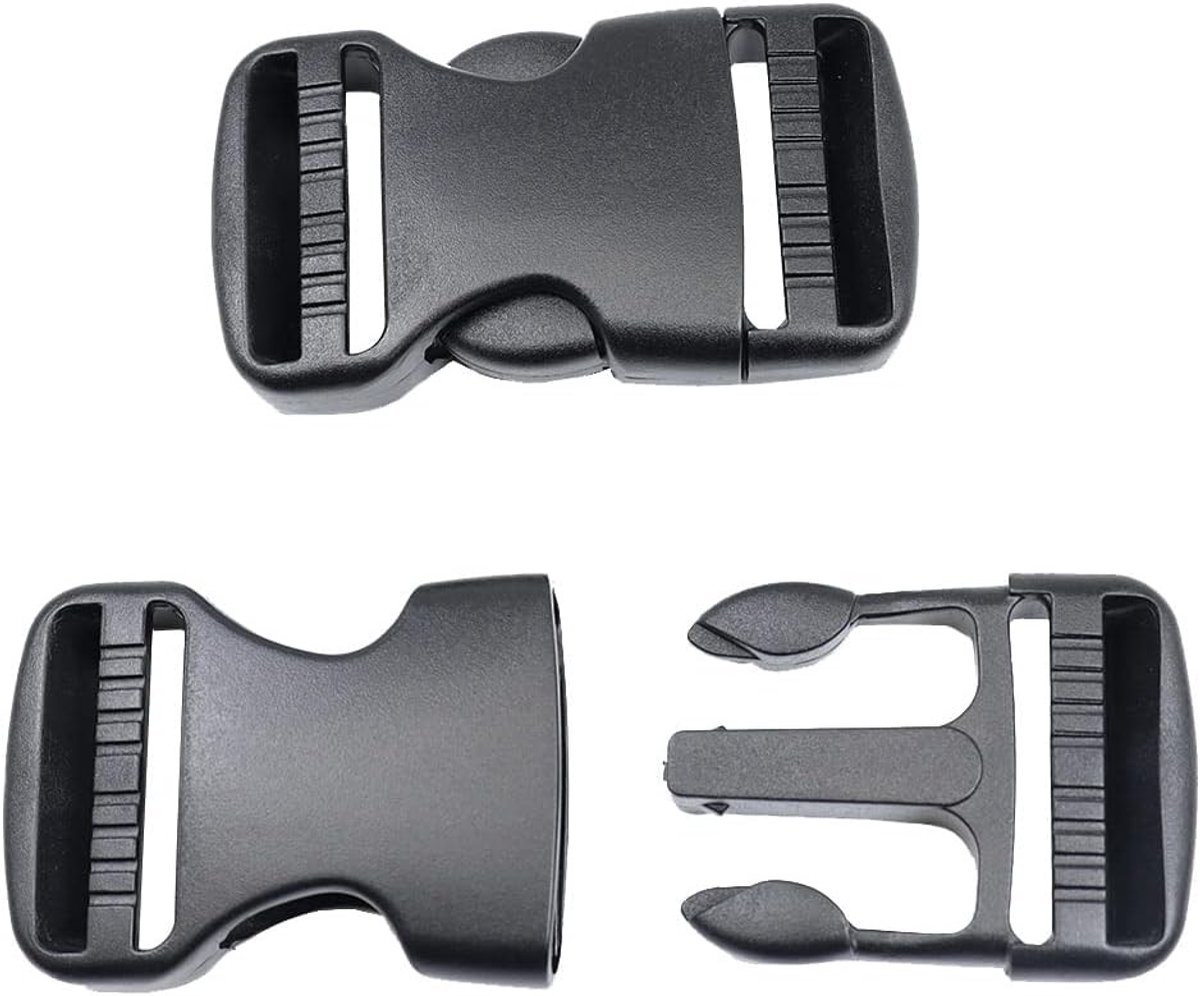 Snap sluitingen van kunststof 15 mm, 20 mm, 25 mm, 32 mm, 38 mm, 50 mm - Snelsluiting, zwart, ideaal voor riemen en tassen