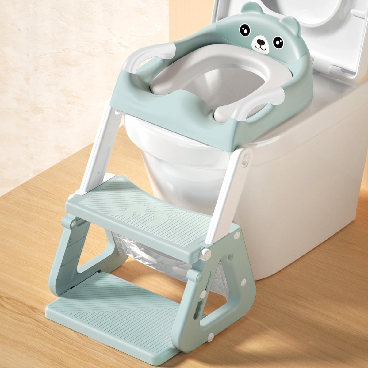 SnelShoppen - Kindertoiletbril met Trap voor Peuters, Verstelbare Toilettrainer voor Kinderen vanaf 2 Jaar, Kindertoiletbril met Bevestiging, Veilig e