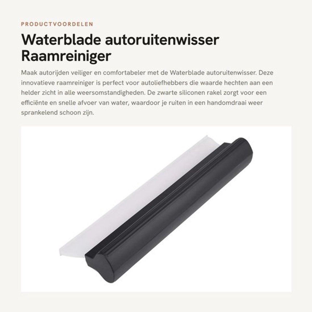 Waterblade Gemaakt van Zwarte Siliconen - Raamwisser - Raamreiniger - Universele Montage - Afmetingen 26,5 x 7,5 x 3,8 cm - Lichtgewicht 130 gram