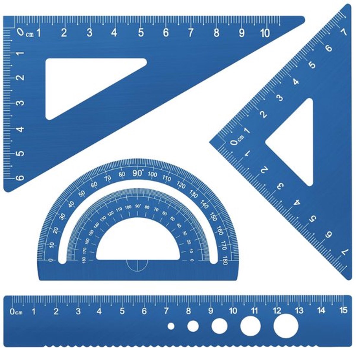 Liniaal 15 cm - Geometrieset - Hoekmeter - Driehoek - 4-delige set - Lichtgewicht en duurzaam roestvrij staal