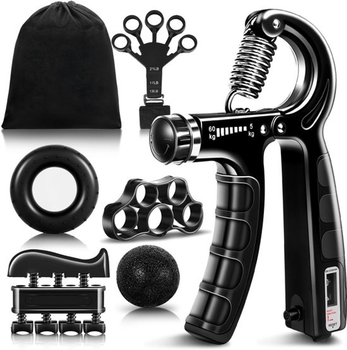 SnelShoppen - Flintronic Handle Amplifier Set - Verstelbare Handgreep voor Sterke Polsen, Vingers, Onderarmen en Handen - Tot 60kg Weerstand - Ideaal