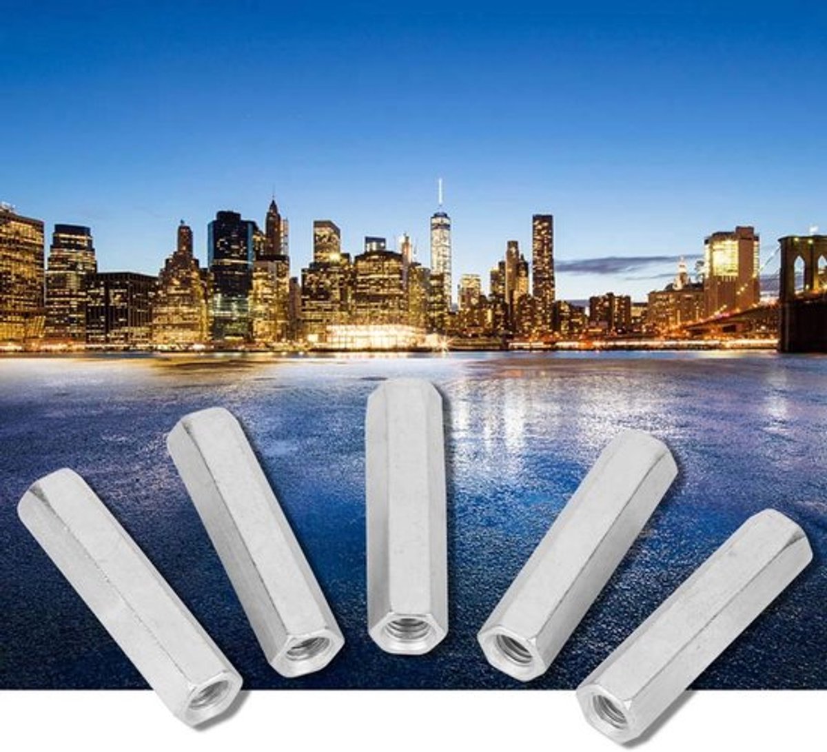 Stangenmoer M8 x 50 - 5 Stuks - Hex Zeskantige Huls - Bevestigingselementen - Moeren - Duurzaam Materiaal - Moer