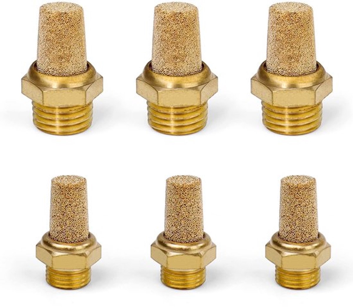 Geluiddemper 3 Stuks - Pneumatische Geluiddempers 1/8 PT / 1/4 PT - Buitendraad - Voor Luchtcilinders / Ventielen - Hoogwaardig Messing - Duurzaam - Pneumatische Demper