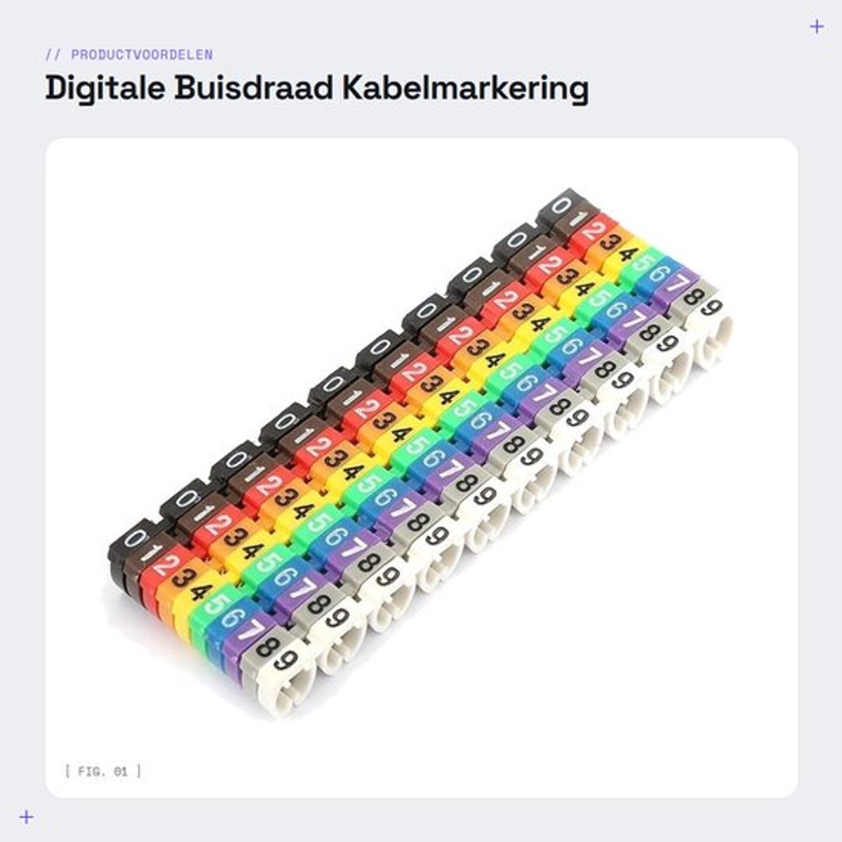 Digitale Buisdraad Kabelmarkering - Gecodeerde Plastic Kabeletiket - Multi - Kleurrijke Clip - Voor Vaste Kabels - 100 Stuks