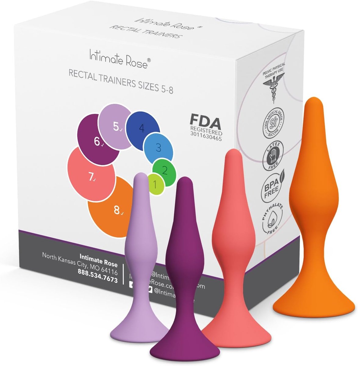 SnelShoppen - Rectale Dilator Set voor Vrouwen & Mannen – Medische Siliconen Bekkenbodemtherapie Hulpmiddel – 4-Pack Maten 5-8 voor Comfortabel Gebrui