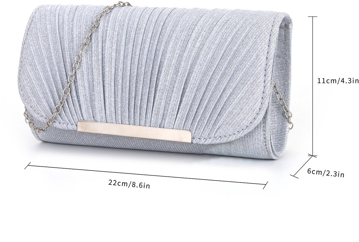 Dames Clutch Tas met Ketting - Elegante Avondtas - Voor Nieuwjaarsbal, Bruiloft & Feest - Zwart