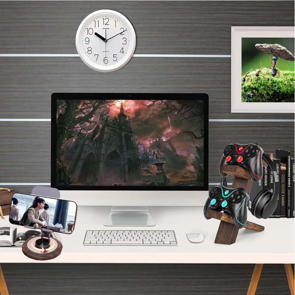 SnelShoppen - 2 stuks Inklapbare Controllerhouder voor Tafel, Houten Mobiele Telefoonhouder, Universele Game Controller Standaard, Hoofdtelefoonhouder — cadeau in Gadgets - foto 4
