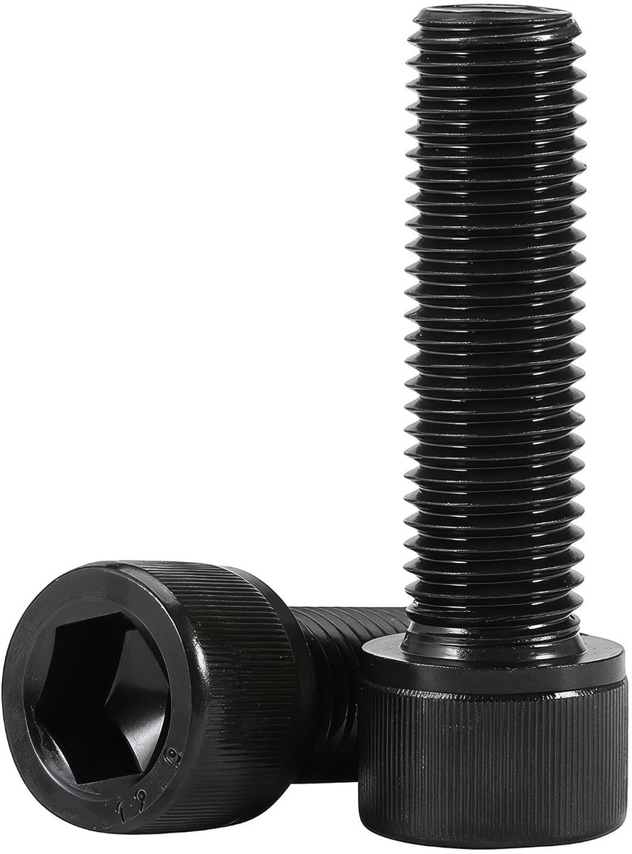 M6 Zwarte Binnenzeskantschroeven 10 mm Roestvrij Staal A2 V2A Volledige Schroefdraad met Inbussleutel - 25 Stuks voor Bouw en Reparatie