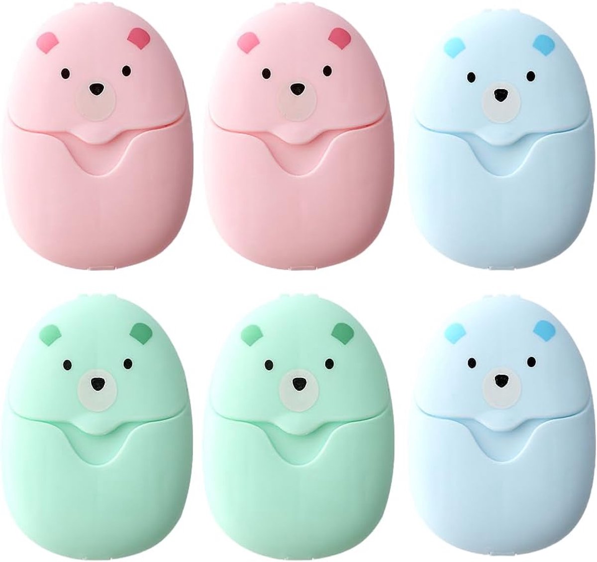 SnelShoppen - 300 Draagbare Zeepblaadjes - Papieren Reiszeep in 6 Doosjes (Groen, Blauw, Roze) - Minizeep voor Kamperen, Handen Wassen in de Buitenluc