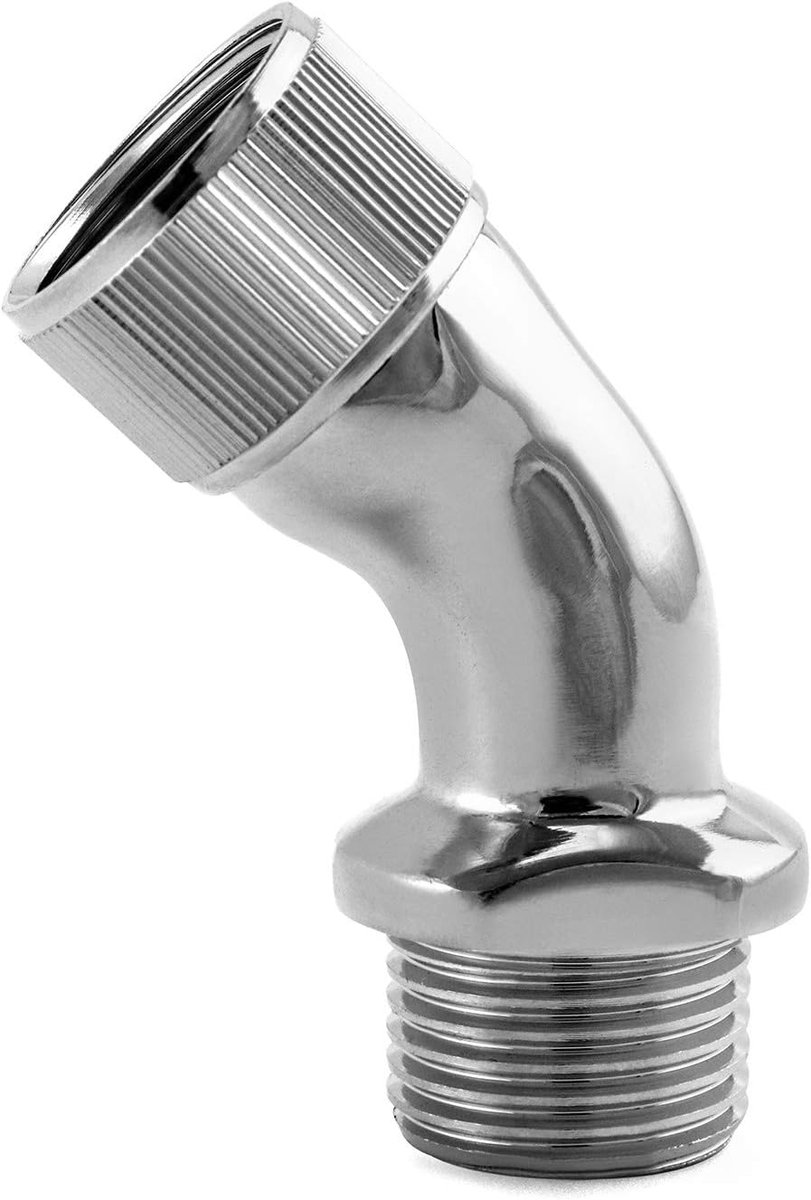 Handdouche bocht 1/2'' - messing chroom - universele aansluiting - eenvoudige installatie - SnelShoppen