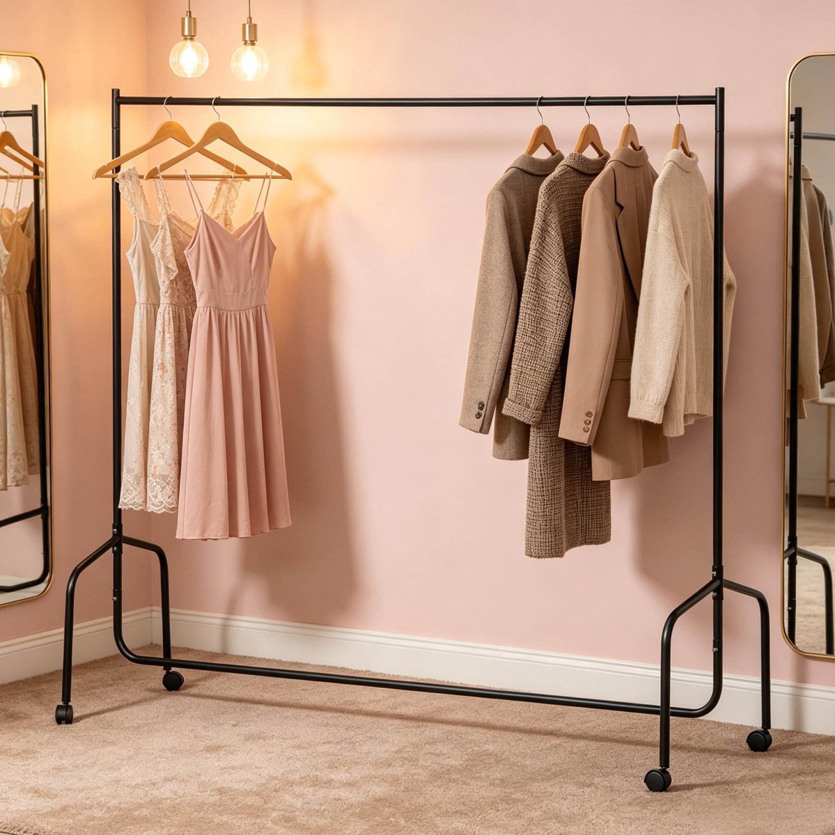 HAUSS SPOLE Kledingrek – 180x60x170 Cm – Met Wielen En 140 Kg Draagvermogen – Staal – Zwart – Voor Binnen En Buiten