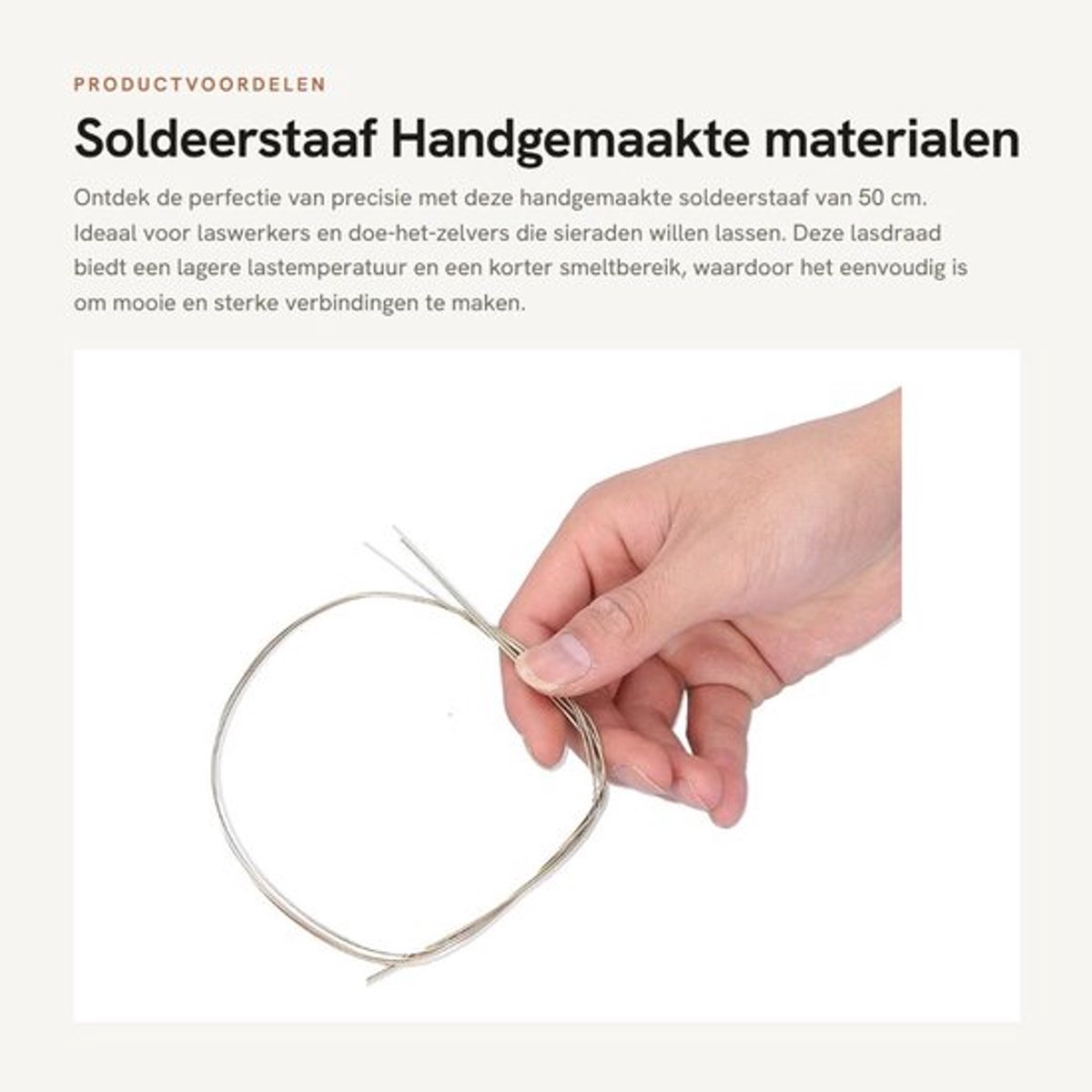 Soldeerstaaf - Handgemaakte materialen - Professioneel lassen - 50cm - Laswerkers - Geschikt voor sieraden - 3-delige set