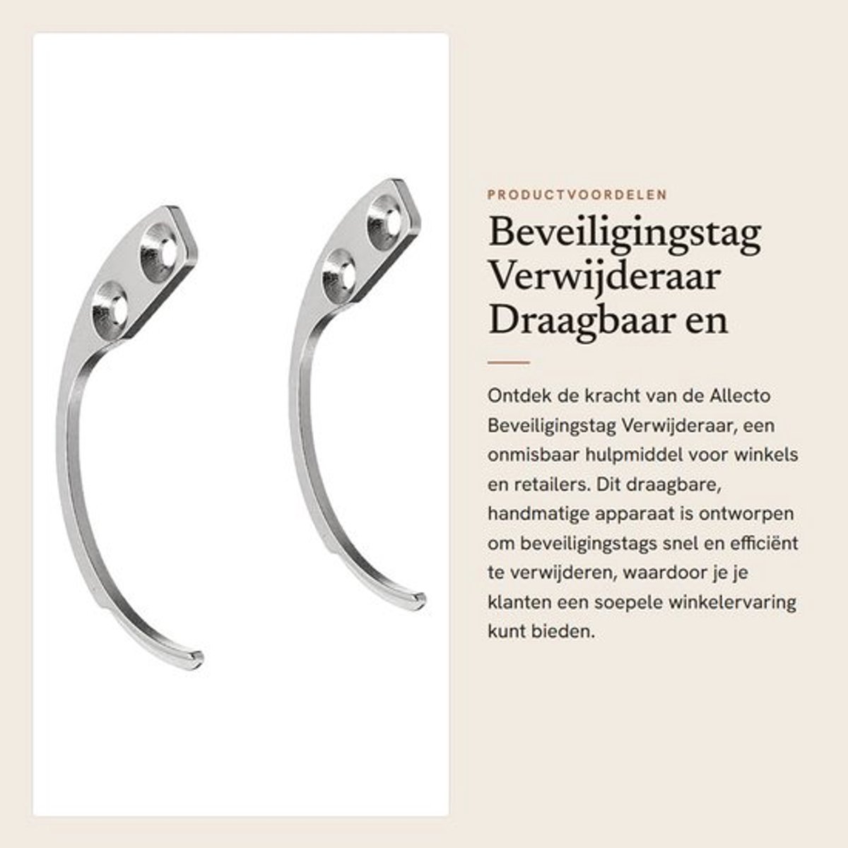 Beveiligingstag Verwijderaar Draagbaar - Handmatige Verwijderaar - Magneet Sleutel - Hoogwaardig Verenstaal - Betrouwbaar Ontwerp met Ophanggaten - Tagverwijderaar