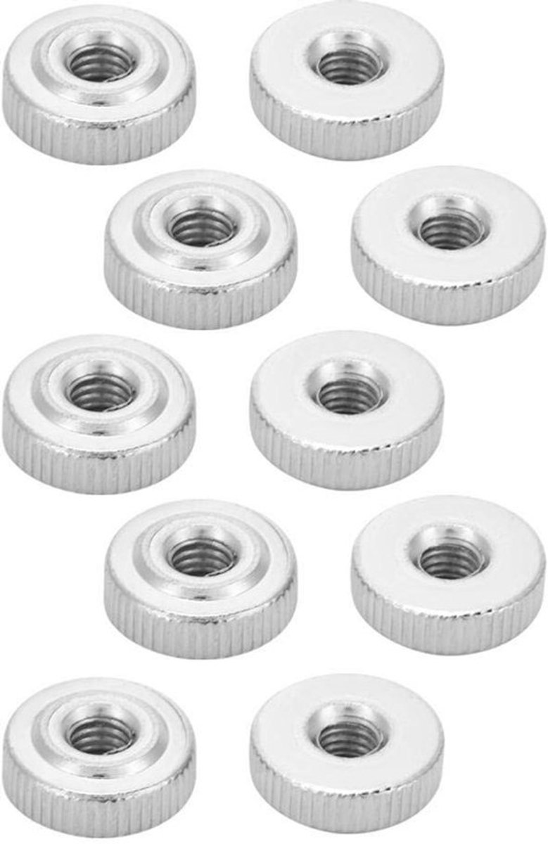Rändelmoer 10 Stuks - Koolstofstaal (Vernikkeld) - M3/M4/M5/M6/M8/M10 - Oxidatiebestendig - Duurzaam - Voor bevestigen van onderdelen - Griffmoer