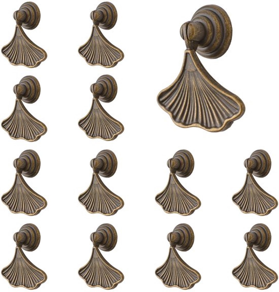 Handvatten Ginkgo Bladvorm - 12 Stuks - Hoogwaardig Zinklegering - Eenvoudig te Installeren - Geschikt voor Kasten en Deuren - Natuurlijke Touch - Kastknoppen