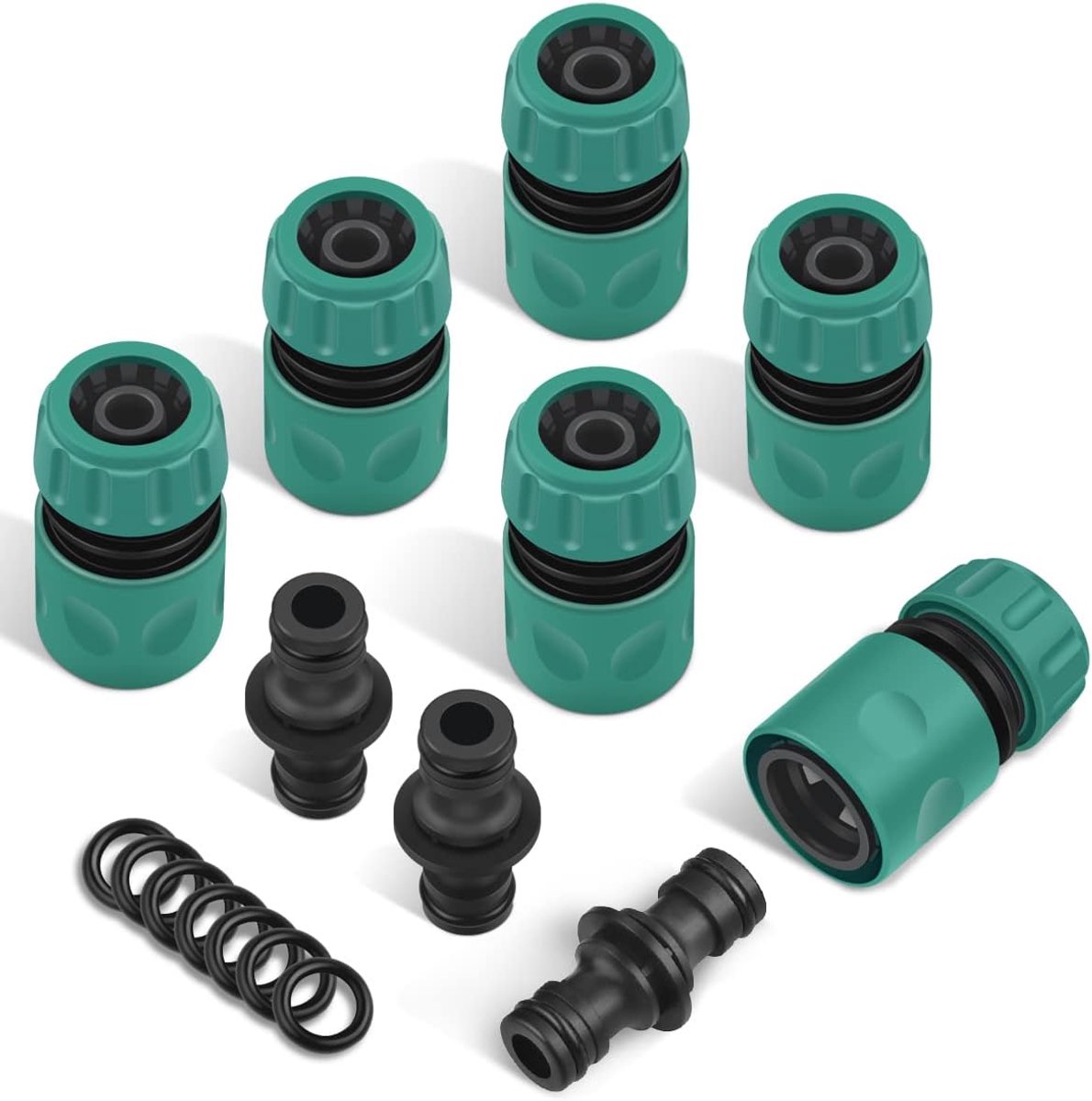 SnelShoppen - 9 delige Tuinslang Koppeling Set 1/2 Inch Dubbele Stekker Tuinslang Verbinders Plastic Tweeweg Koppeling voor Tuin en Huiskraan