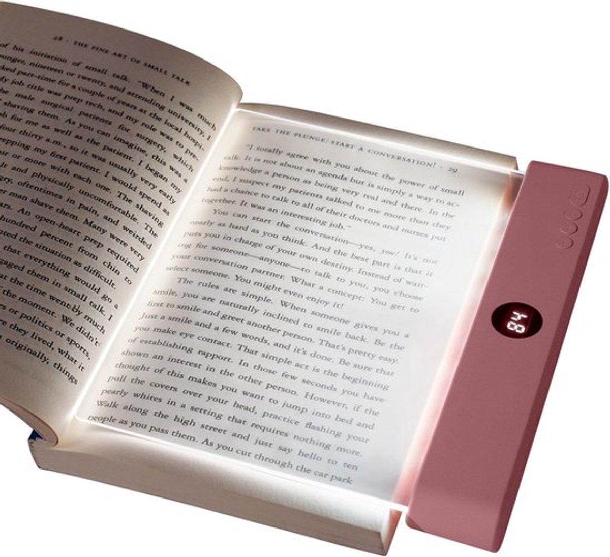 Draagbare bladwijzer-licht, plat boeklicht met timer, helder licht, Lightwedge-boeklicht – oogbescherming, dimbaar, paneel-boekleeslamp om in bed te lezen, nachtelijk lezen, Auto (roze)