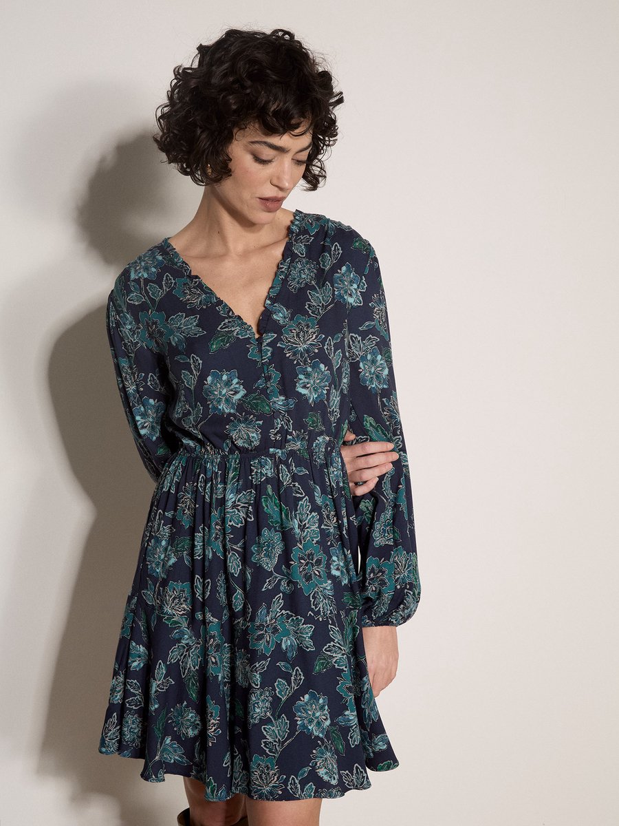 Folk-minijurk met bloemenprint