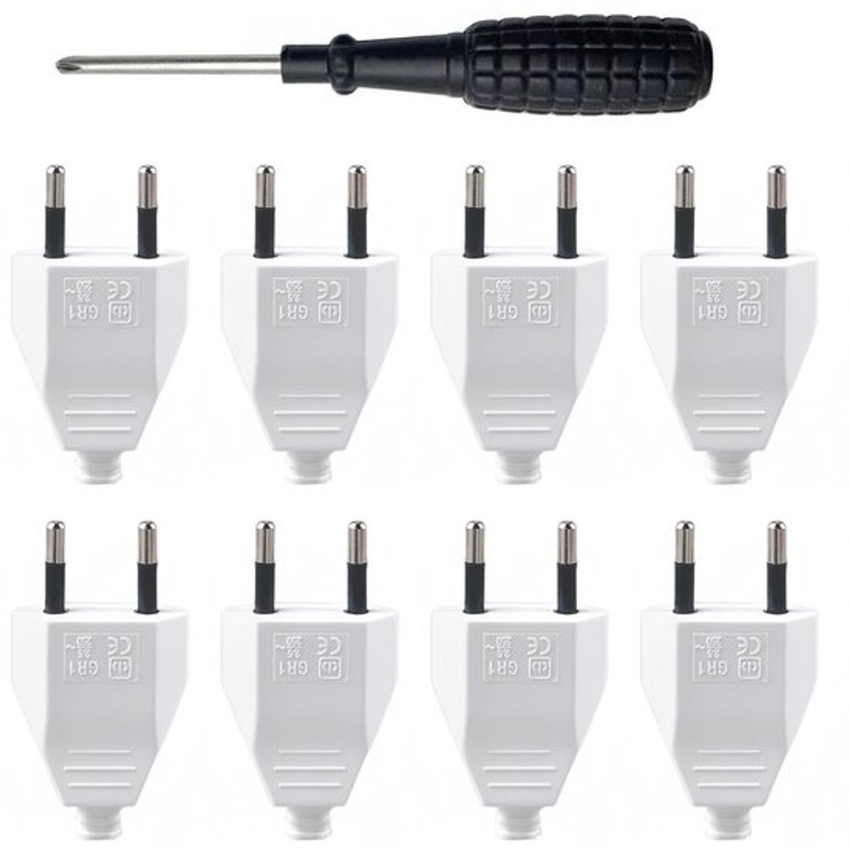 Europlug - Platte eurostekker - Veilig en eenvoudig te installeren - Wit - 2,5 A - Voor huishoudelijke apparaten - Type C