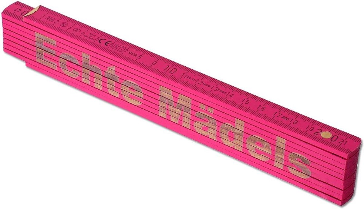Houten duimstok 2m - roze - met lasergravure - perfect als cadeau voor moeder of vader - SnelShoppen