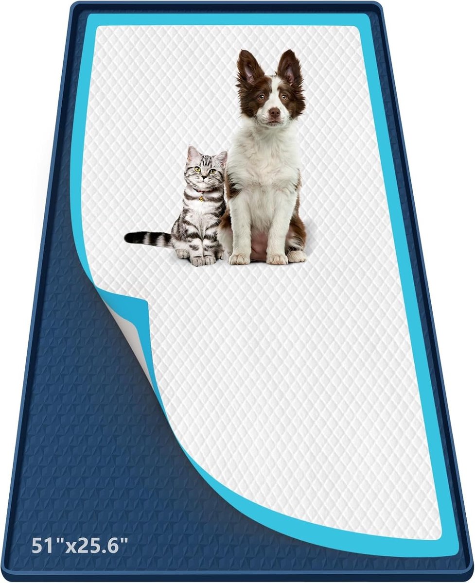 Siliconen urine-opvangmat 130 x 65 cm met hoge rand voor honden en katten, lekvrij en vloerbescherming, ideaal voor huisdieren en training