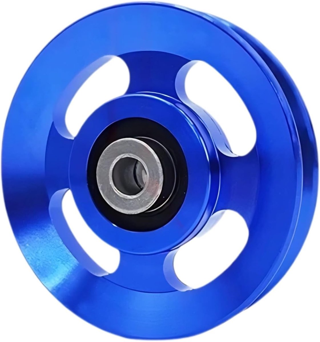 Aluminium Pulley voor Fitnessapparatuur - Ideaal voor Thuisgym, Sportaccessoires en Garagedeuren (Blauw, 114-115mm)