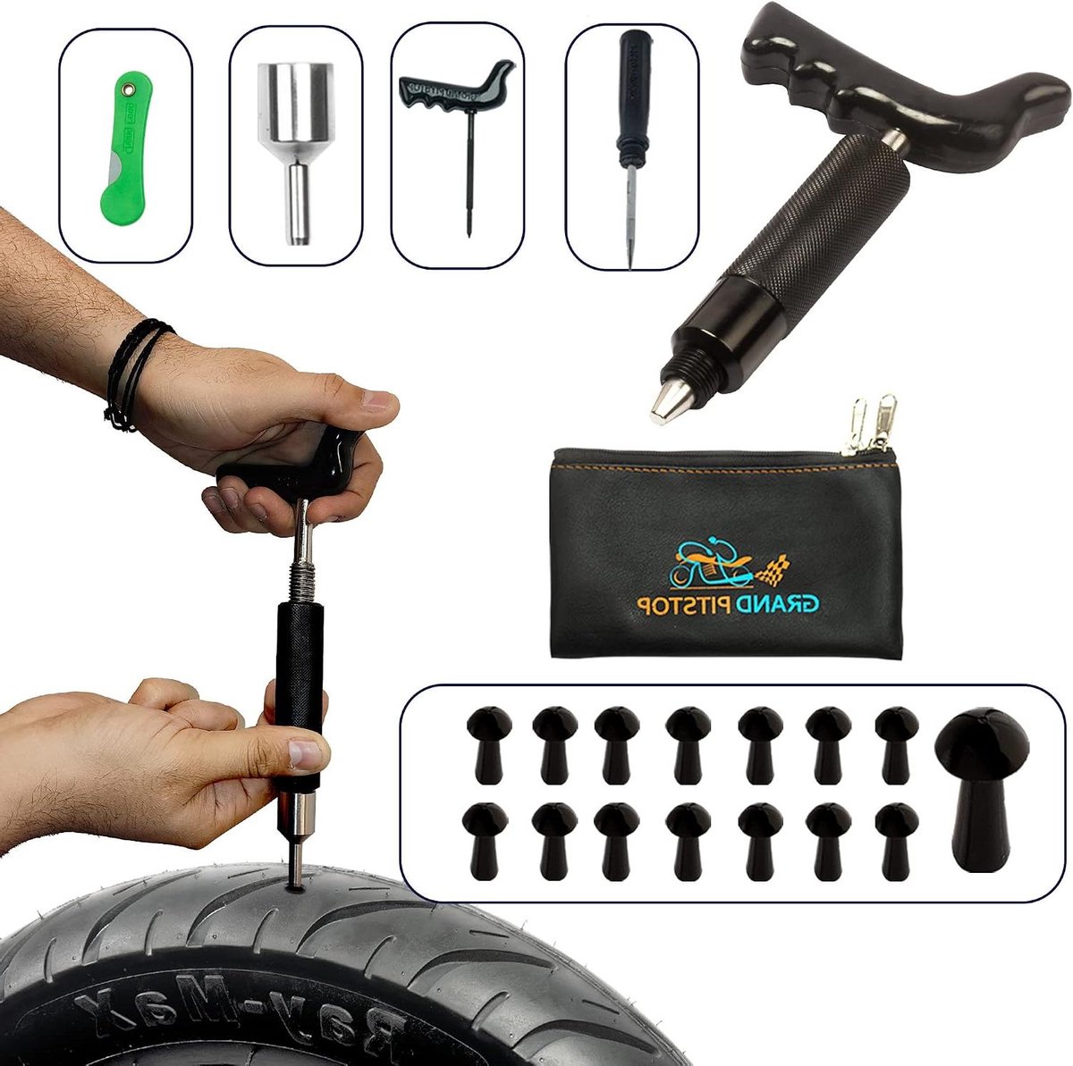 Band Reparatie Kit - Plakset Banden - Onderweg Repareren - Zelf Fixen Zonder Demontage - 15 Plugs - Mini Plug Kit