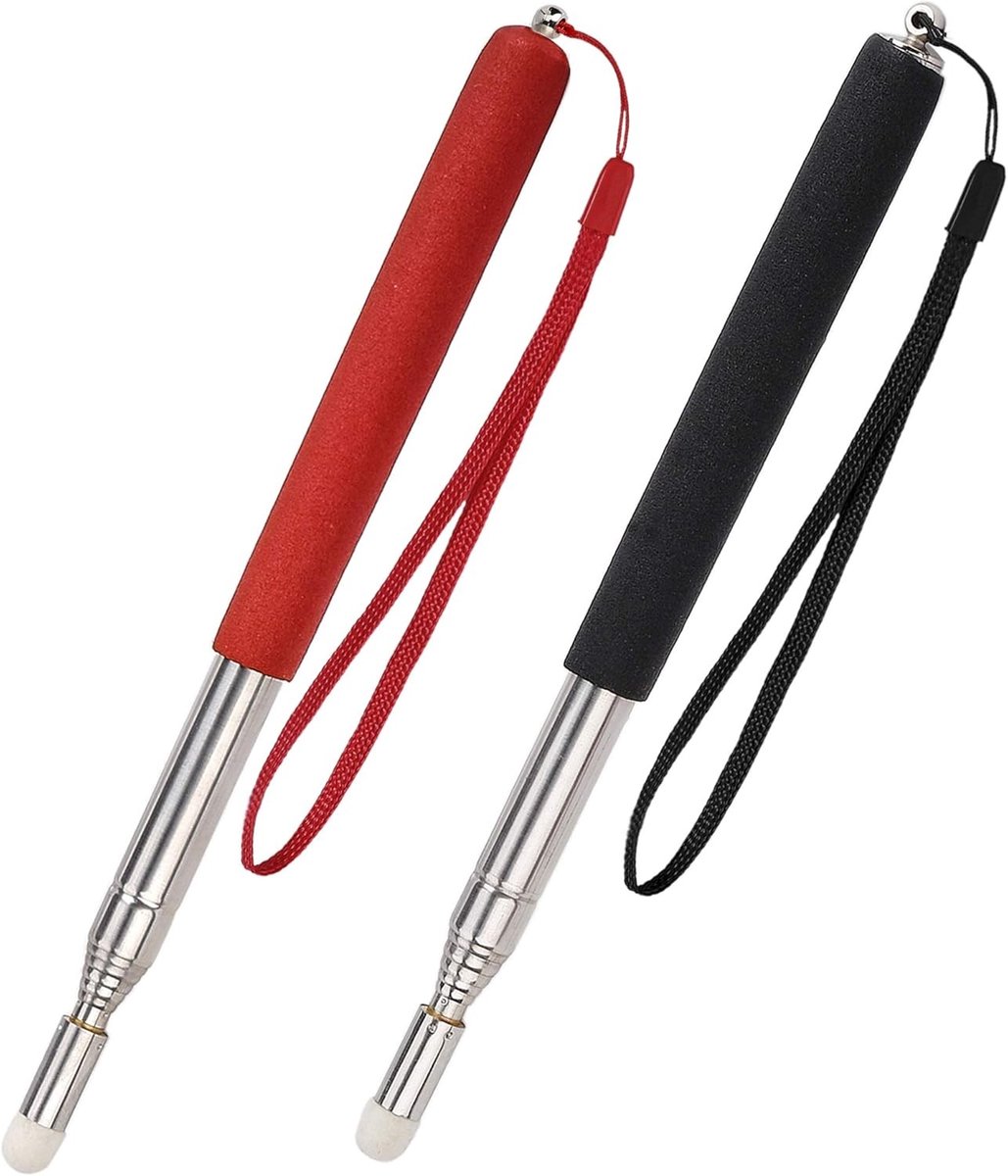 Aanwijzerstok Set - Uitschuifbare Pointer - Presentaties Geven - Telescopisch Ontwerp - 2 Stuks 100cm - Rood Zwart
