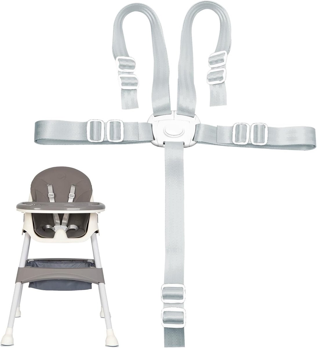 Verstelbare 5-Punts Veiligheidsgordel voor Kinderstoelen en Kinderwagens, Universele Bevestiging en Comfortabele Strap