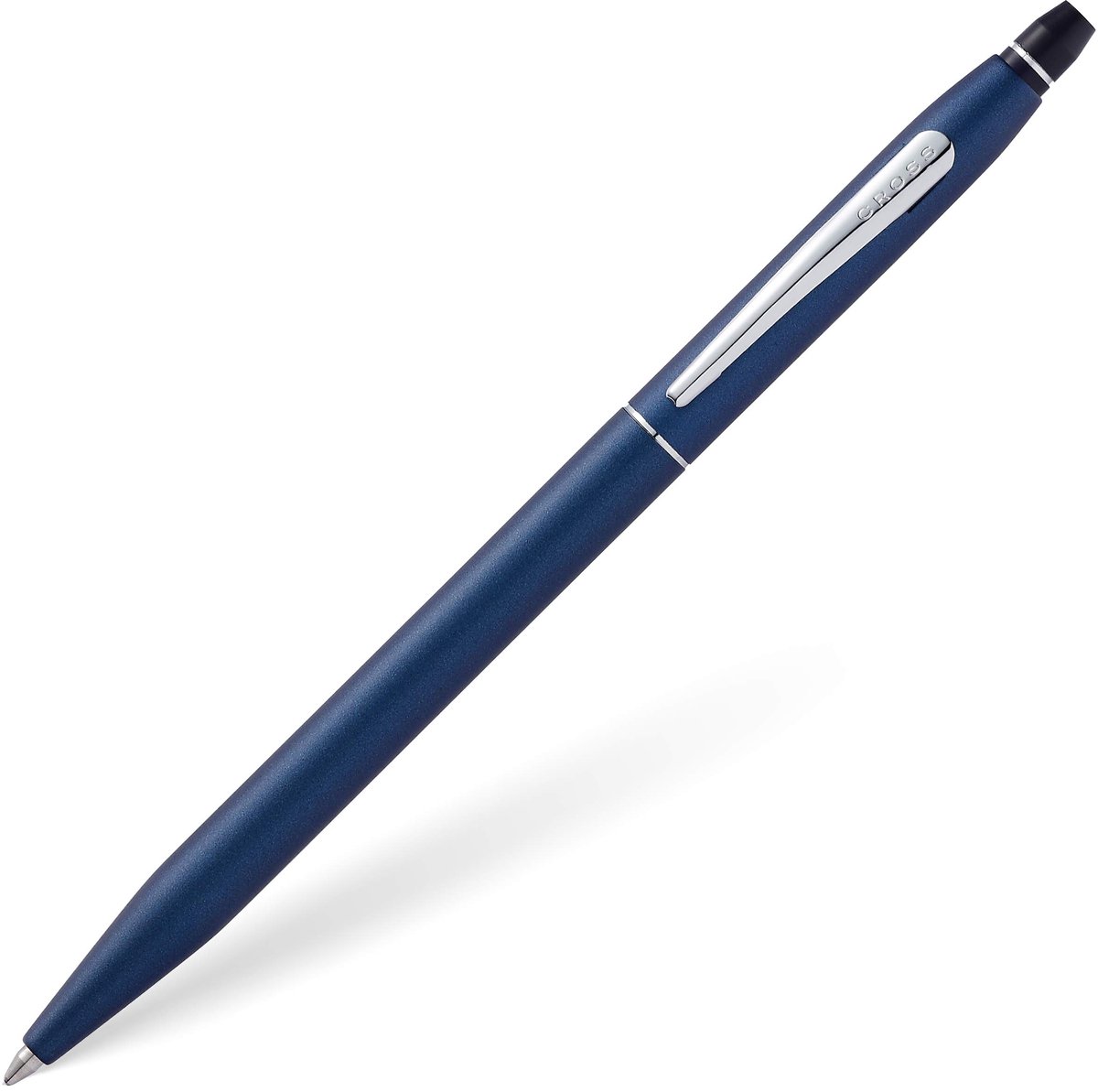 SnelShoppen - Cross Click balpen met drukmechanisme, schrijfkleur zwart, blauwe lak, 1 stuk, ideaal voor kantoor, school, thuis, schrijven, notities,