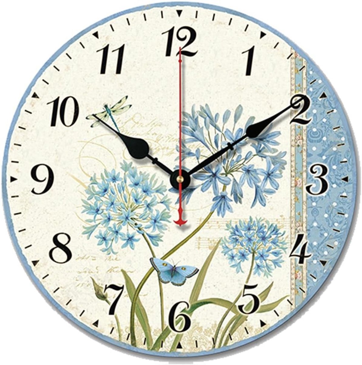 Stijlvolle Houten Wandklok met Stille Mechanisme voor Woonkamer en Keuken - 10 Inch Blauwe Decoratie en Cadeau Idee