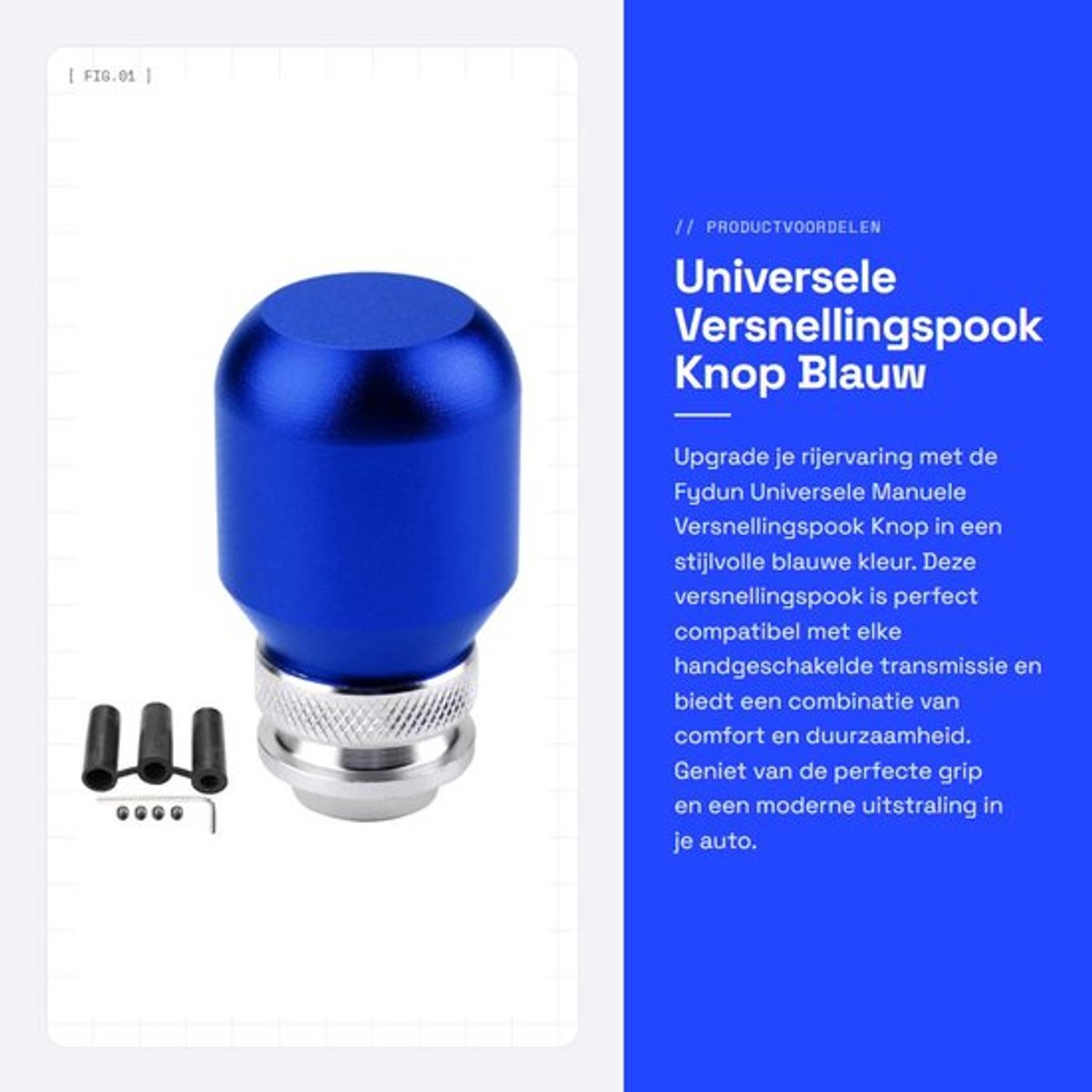 Universele Versnellingspook Knop - Blauw - Hoogwaardige Metal - Perfect voor auto tuning - Verhoogt rijcomfort - Geschikt voor diverse vo...