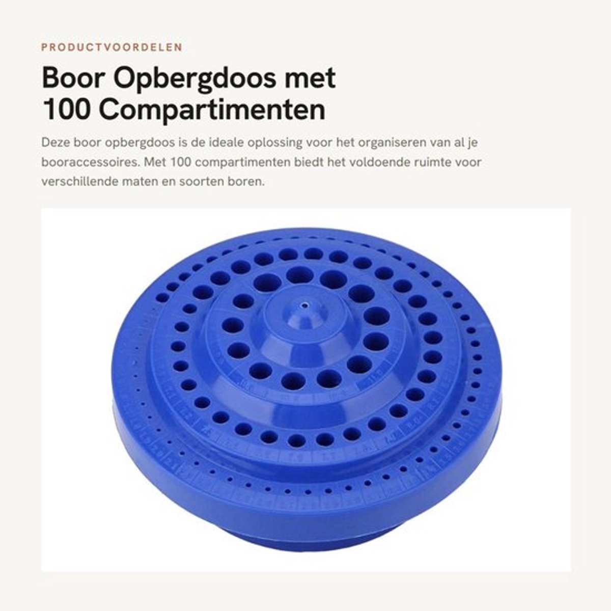 Booropbergdoos Ronde Vorm - Hard Plastic - Organizer - 100 Gaten - Stabiele Basis - Veilig en Gemakkelijk te Gebruik - Boororganizer