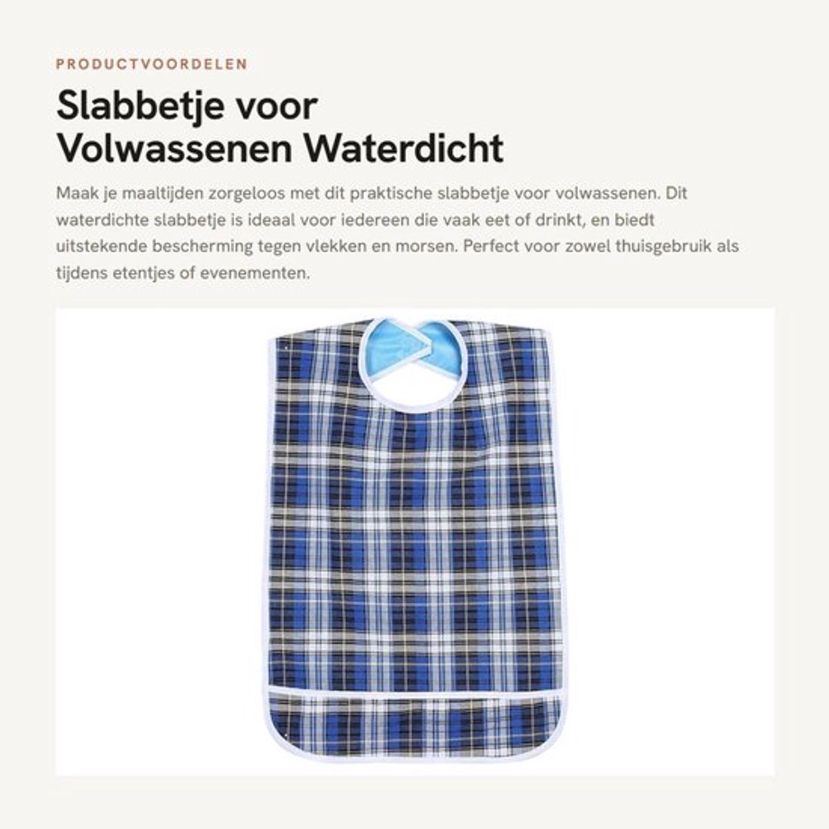 Slabbetje Waterdicht - Slabbetje voor Volwassenen - Herbruikbaar - Eethulp - Klittenbandsluiting - Bescherming tegen Vlekken - Eetschort