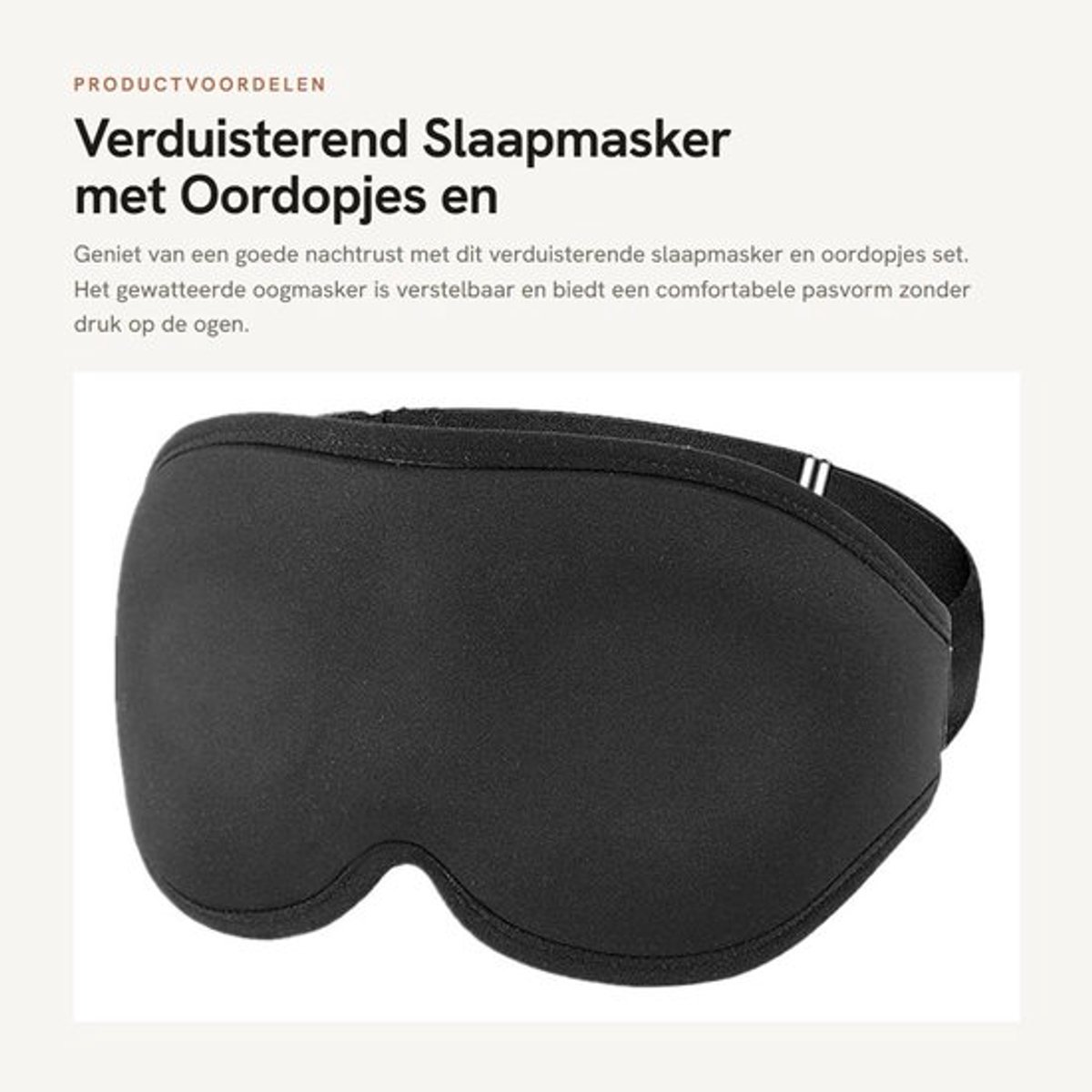 Verduisterend Slaapmasker met Oordopjes en Tas
