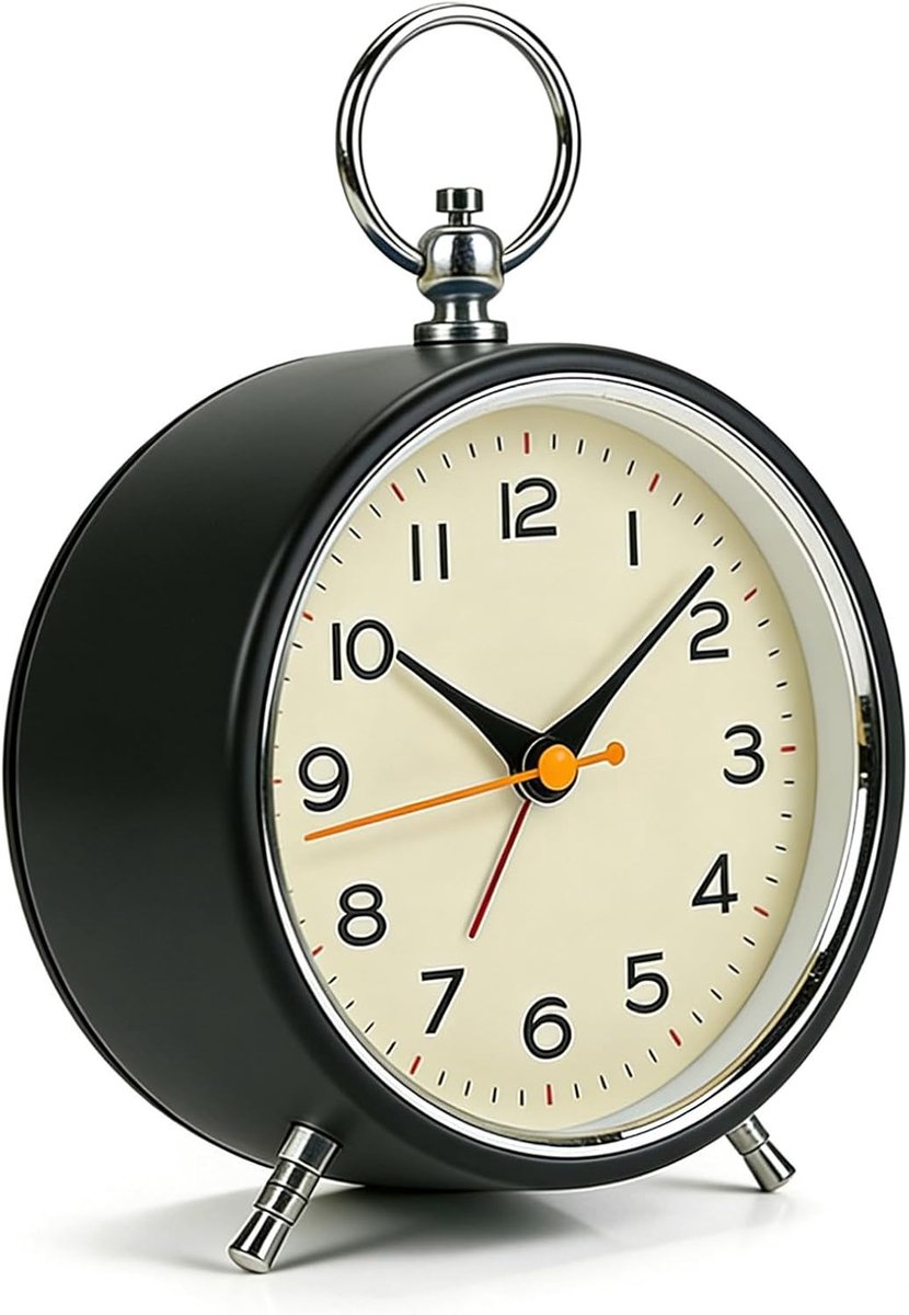 SnelShoppen - Retro Wekker Analoog 4,3 inch - Luide Wekker Zonder Tikken - Batterij Aangedreven - Nachtlampje & Snooze Functie - Perfect voor Slaapkam
