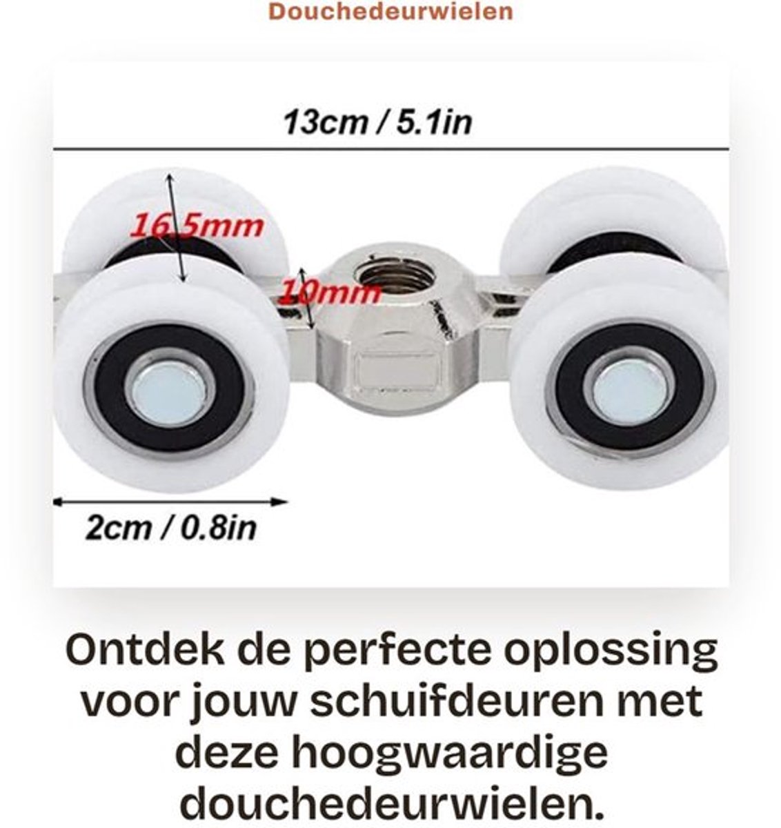 Douchedeurwielen - Schuifdeur-wieltjes - 4 Wielen - Staal/POM - Draagvermogen 150 kg - Eenvoudige installatie - Duurzaam en solide - Schuifdeurwielen