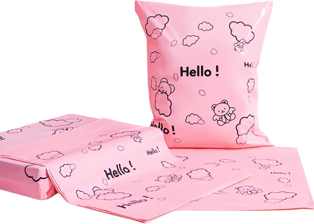 SnelShoppen - 50 Stuks Roze Poly Verzendzakken voor Kleding, Zelfklevende Verzendzakken voor Kleine Bedrijven, Maat 25x30+5cm, Verzendoplossing voor P