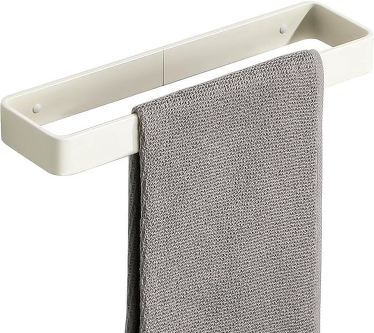 SnelShoppen - Towel Holder zonder Boren - 30 cm Handdoekhouder - Zelfklevend Aluminium - Crème Wit Wandgemonteerd - Geschikt voor Badkamer en Keuken